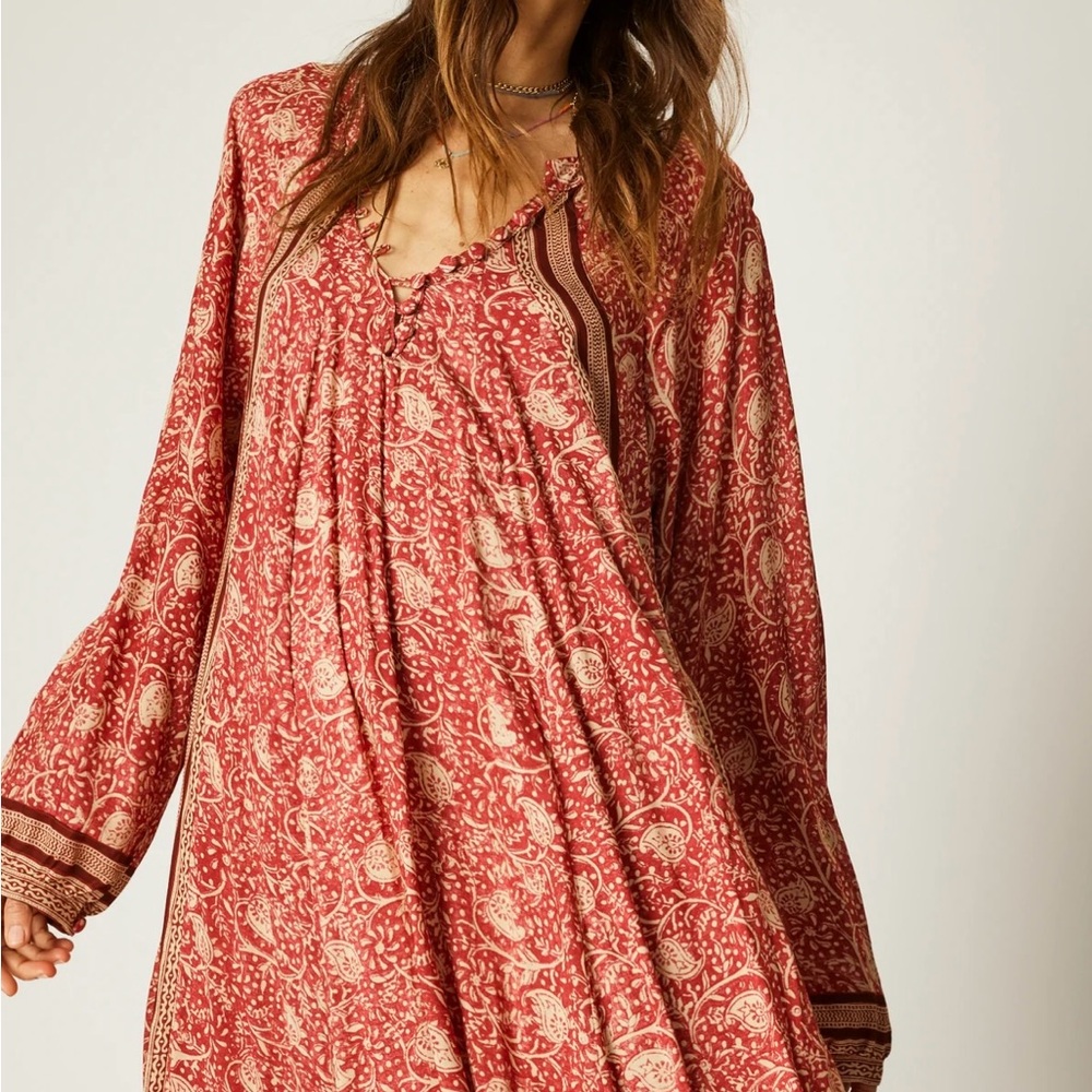 Natalie Martin Red and Cream Dress